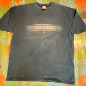 Vtg Harley-Davidson Shirt Mens Large Jim’s Mendon, Ohio Made In USA Black Orange